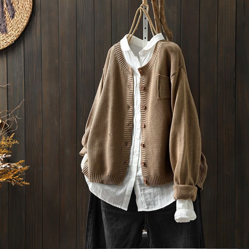 Kerstin | Damen Übergroße Strickjacke mit Knöpfen