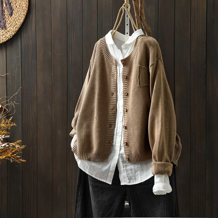Kerstin | Damen Übergroße Strickjacke mit Knöpfen