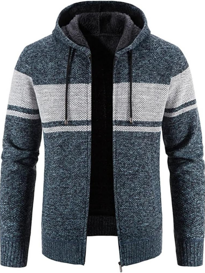 Hans | Herren Winter-Kapuzenjacke mit Reißverschluss und Streifen