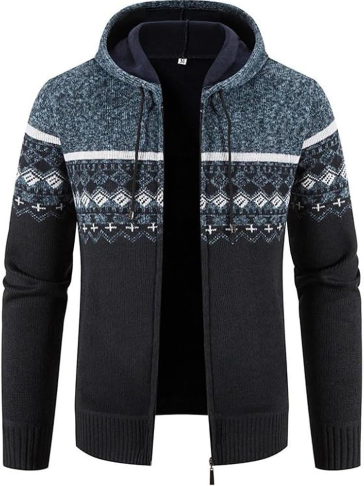Hans | Herren Winter-Kapuzenjacke mit Reißverschluss und Streifen