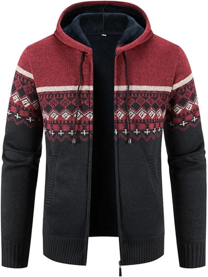 Hans | Herren Winter-Kapuzenjacke mit Reißverschluss und Streifen