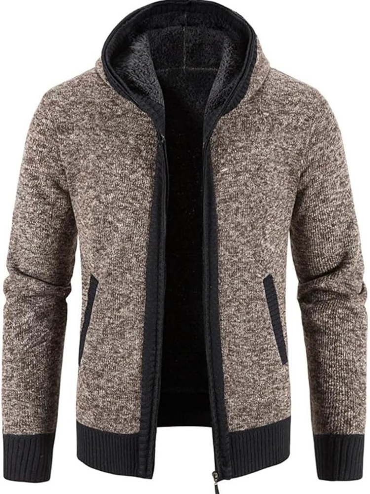 Hans | Herren Winter-Kapuzenjacke mit Reißverschluss und Streifen