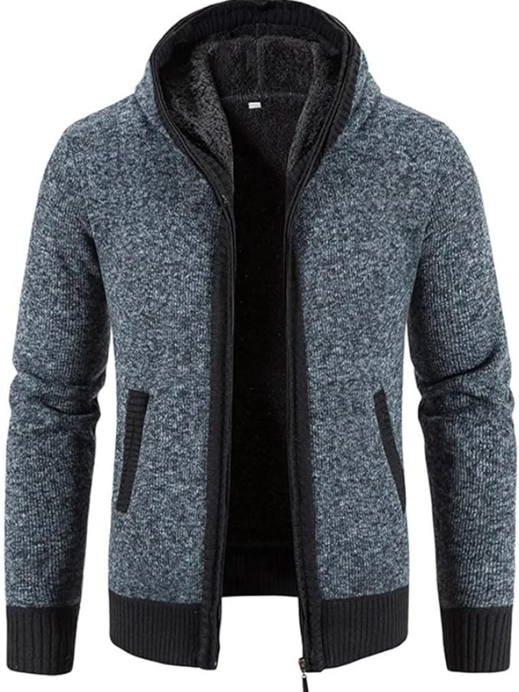 Hans | Herren Winter-Kapuzenjacke mit Reißverschluss und Streifen