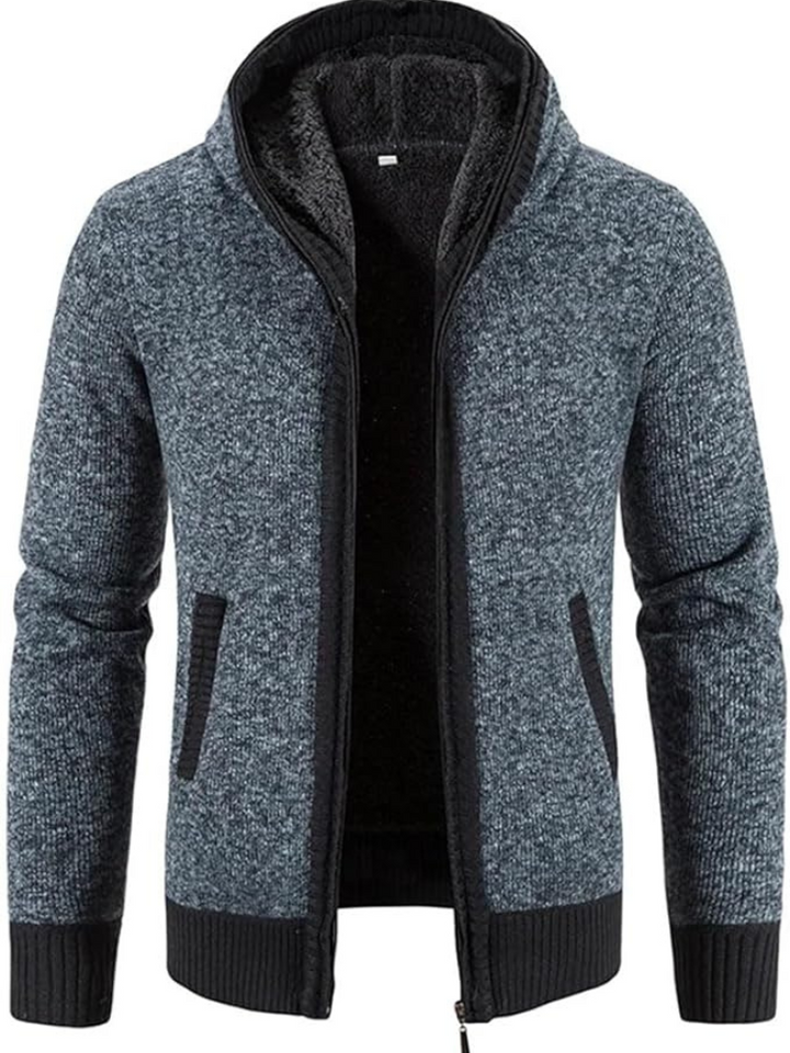 Hans | Herren Winter-Kapuzenjacke mit Reißverschluss und Streifen