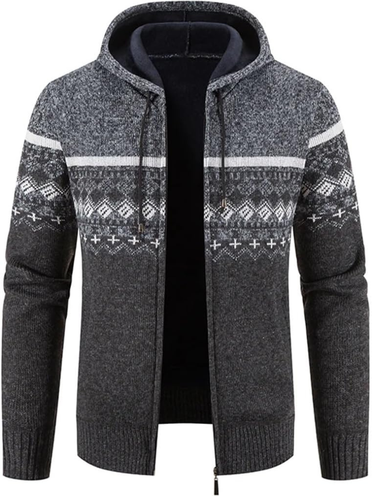Hans | Herren Winter-Kapuzenjacke mit Reißverschluss und Streifen