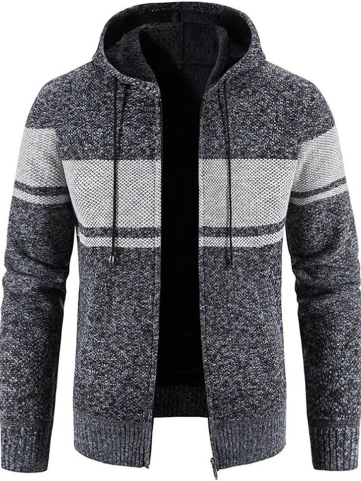 Hans | Herren Winter-Kapuzenjacke mit Reißverschluss und Streifen