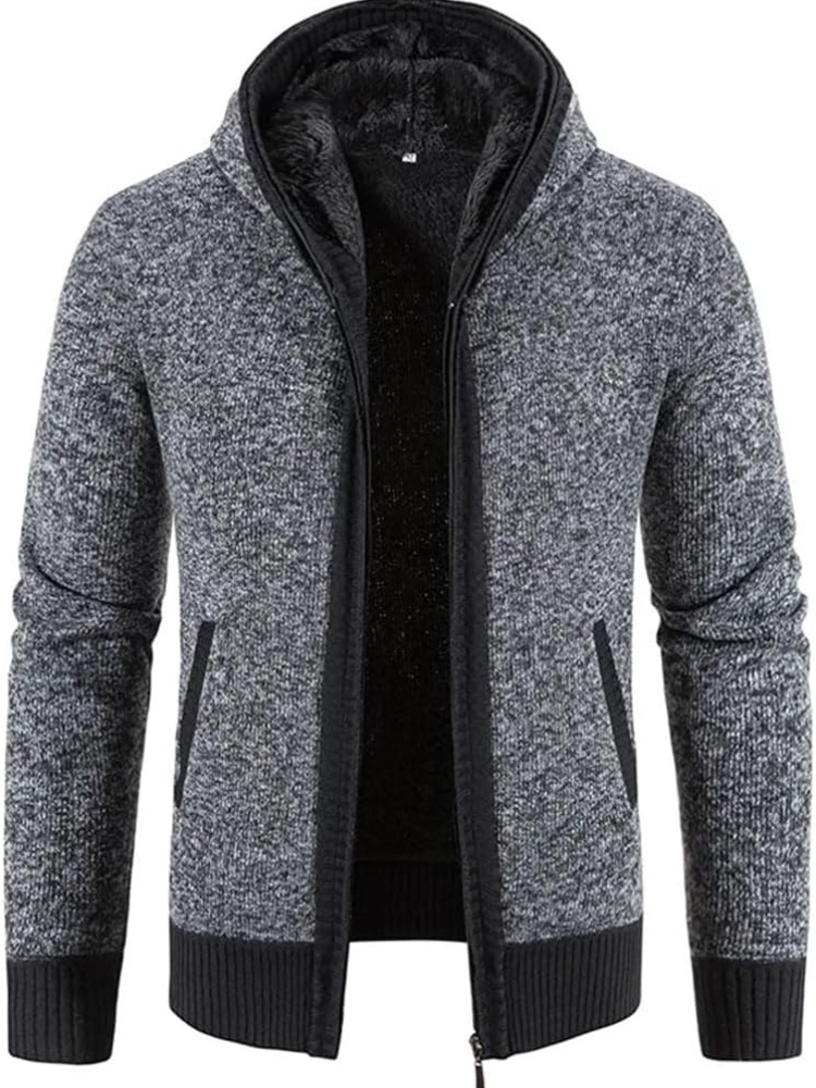 Hans | Herren Winter-Kapuzenjacke mit Reißverschluss und Streifen