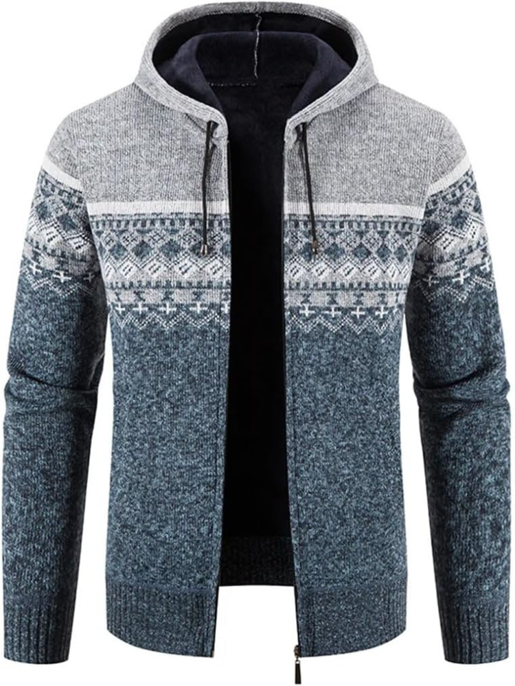 Hans | Herren Winter-Kapuzenjacke mit Reißverschluss und Streifen