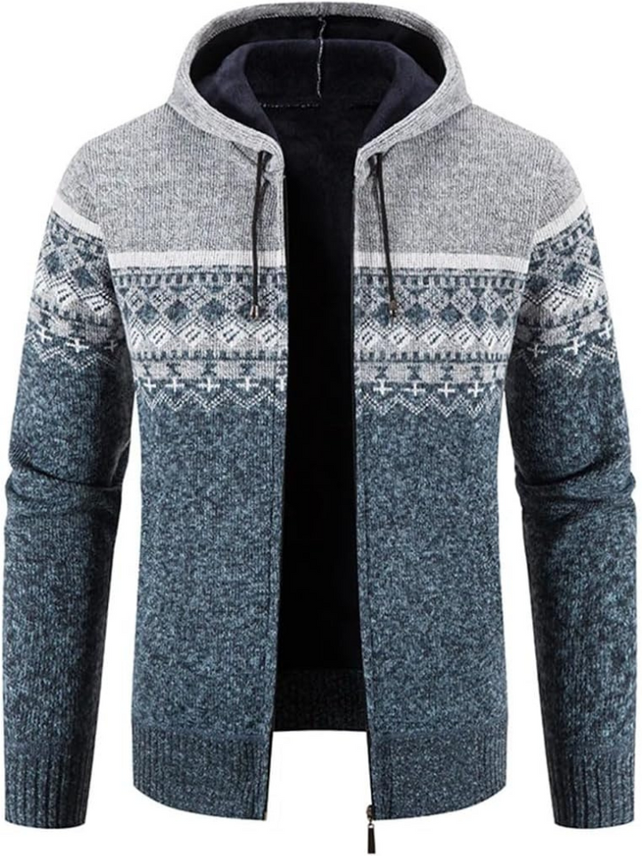 Hans | Herren Winter-Kapuzenjacke mit Reißverschluss und Streifen