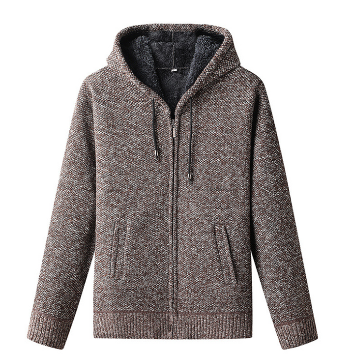 Anton | Herren Strickjacke mit Kapuze und Reißverschluss
