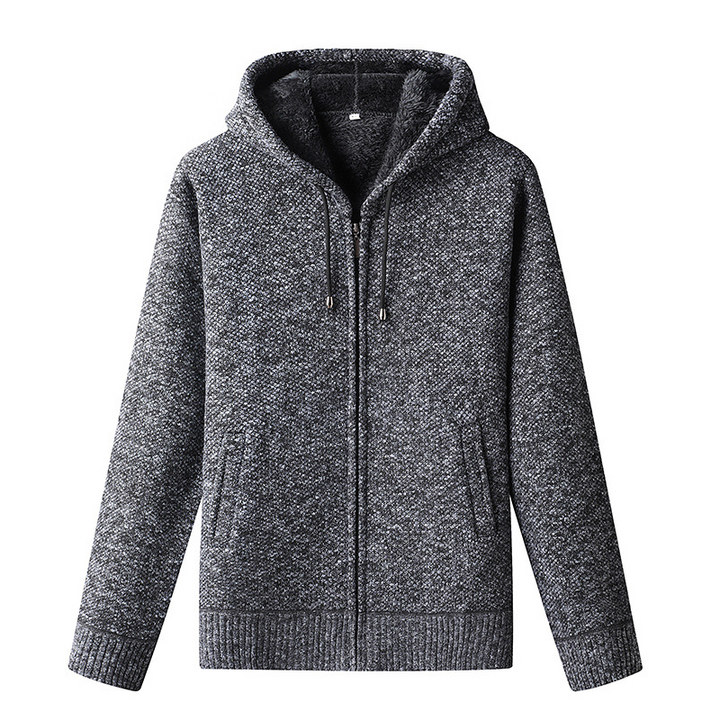 Anton | Herren Strickjacke mit Kapuze und Reißverschluss