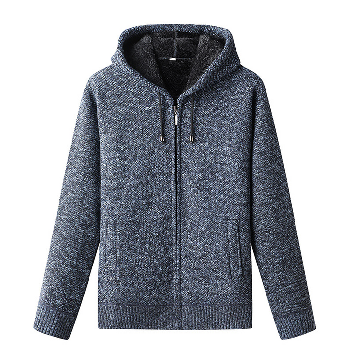 Anton | Herren Strickjacke mit Kapuze und Reißverschluss