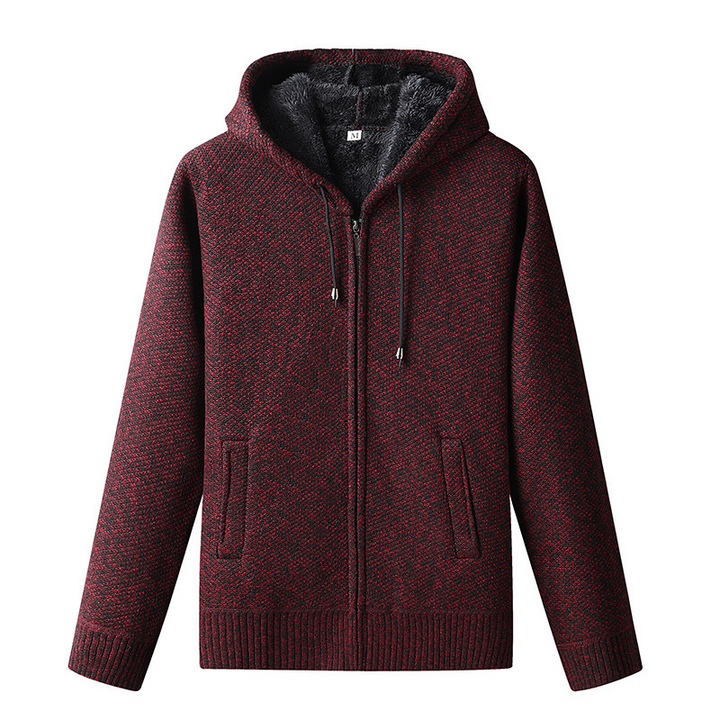 Anton | Herren Strickjacke mit Kapuze und Reißverschluss