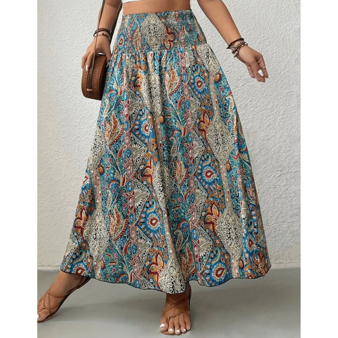 Iselin | Afslappet maxinederdel med print