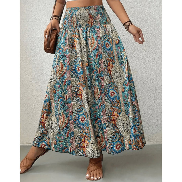 Iselin | Afslappet maxinederdel med print