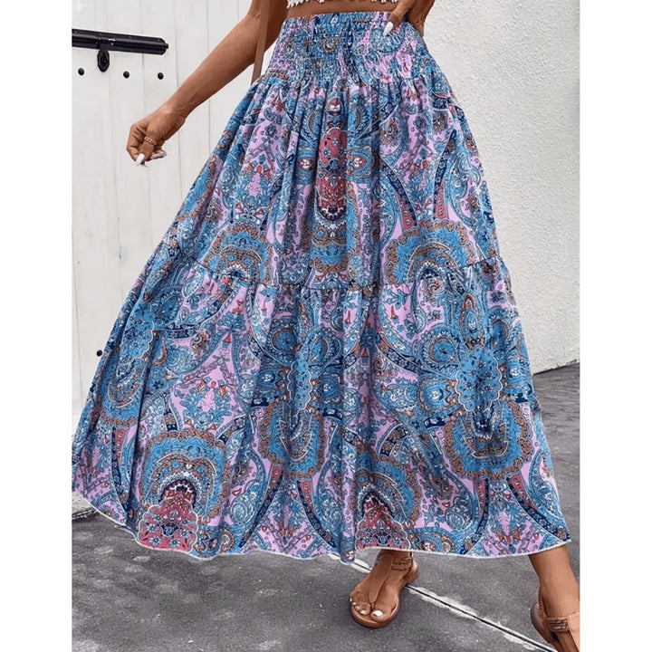 Iselin | Afslappet maxinederdel med print