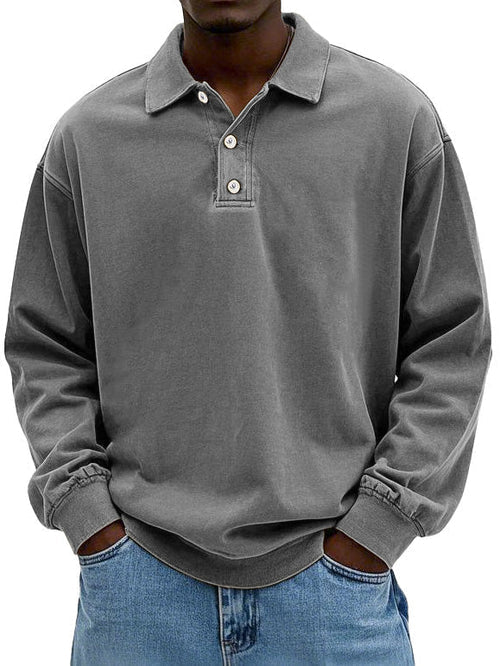 Robert | Herren Freizeit-Polo-Sweatshirt mit langen Ärmeln