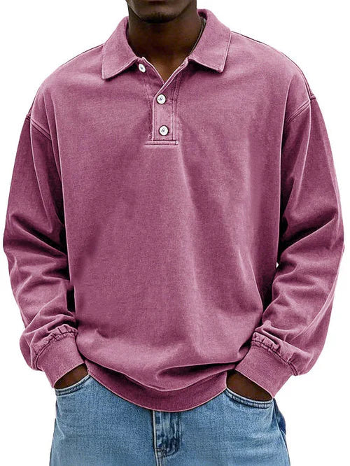 Robert | Herren Freizeit-Polo-Sweatshirt mit langen Ärmeln