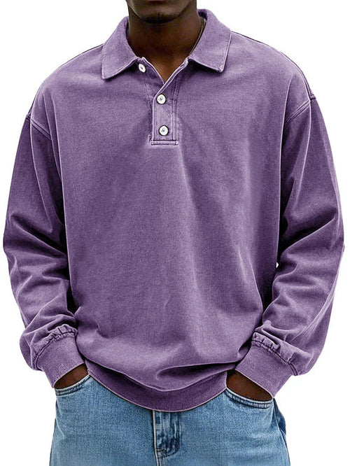 Robert | Herren Freizeit-Polo-Sweatshirt mit langen Ärmeln