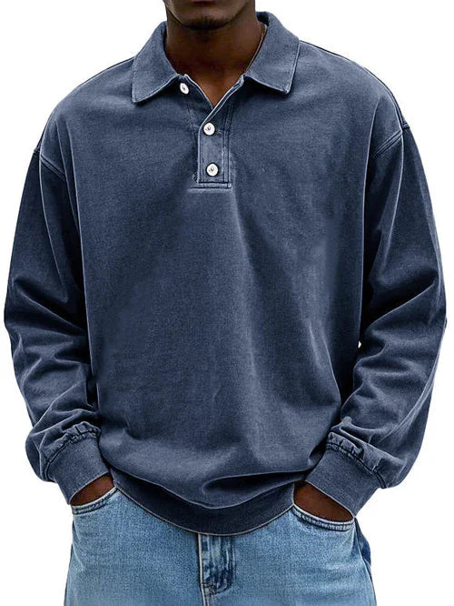 Robert | Herren Freizeit-Polo-Sweatshirt mit langen Ärmeln