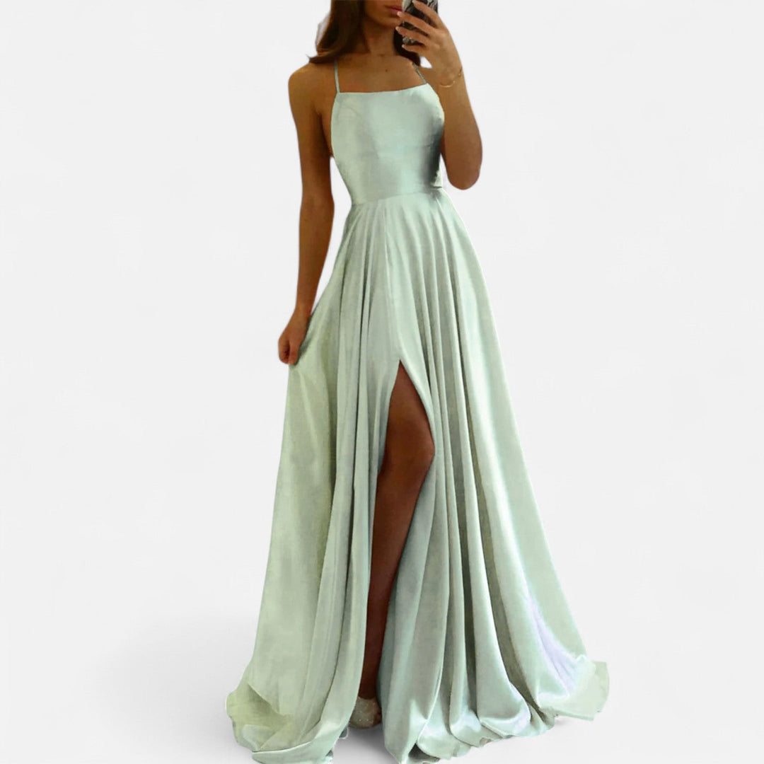 Katharina | Damen Ärmelloses Maxi-Formalkleid mit quadratischem Ausschnitt