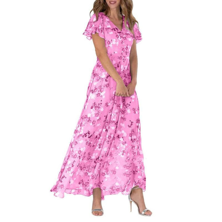 Victoria | Damen Boho-Maxikleid mit Flatterärmeln
