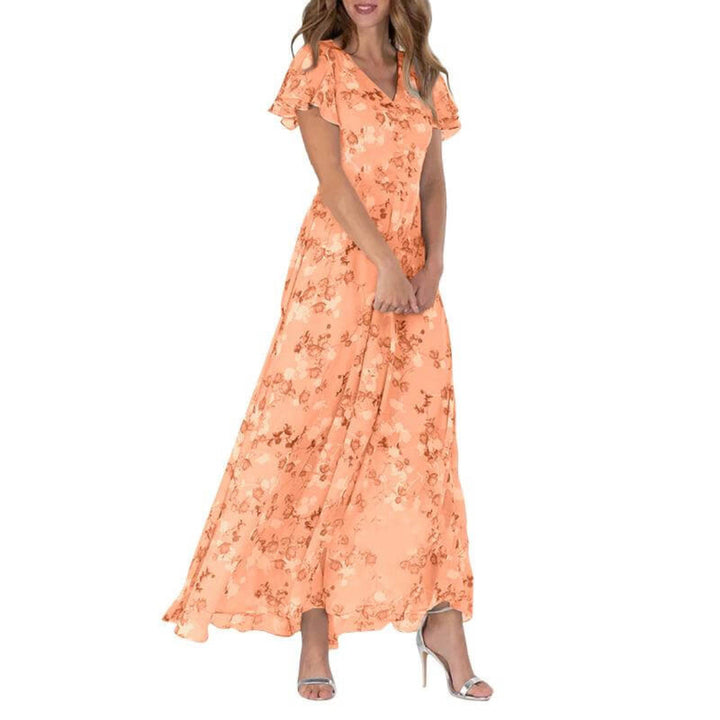 Victoria | Damen Boho-Maxikleid mit Flatterärmeln