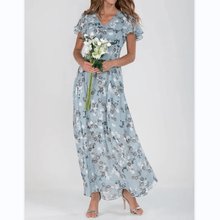 Victoria | Damen Boho-Maxikleid mit Flatterärmeln