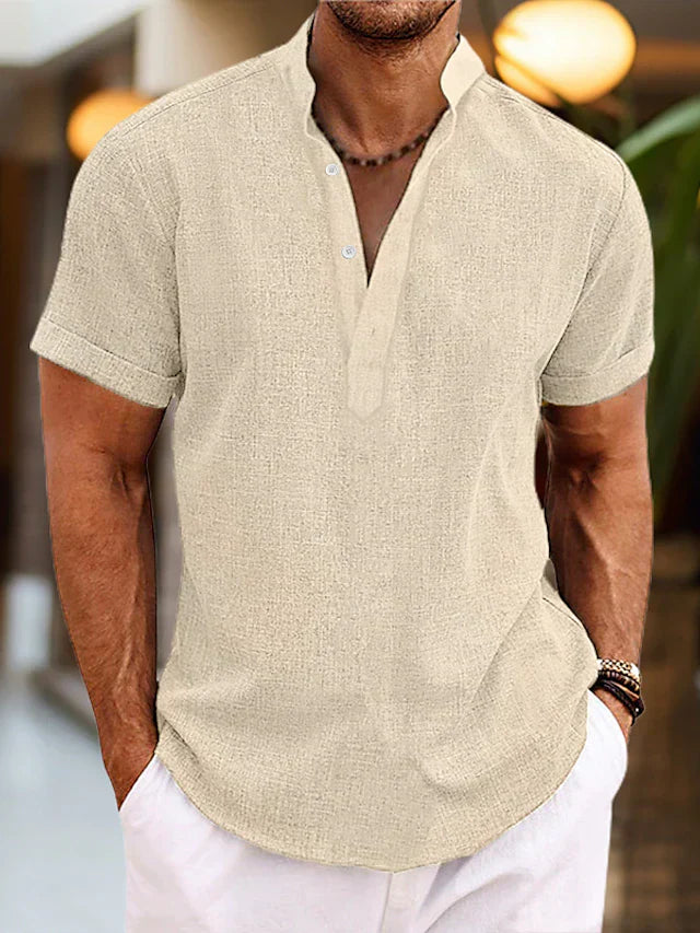 Daniel | Herren Sommer Henley Kurzarm Shirt