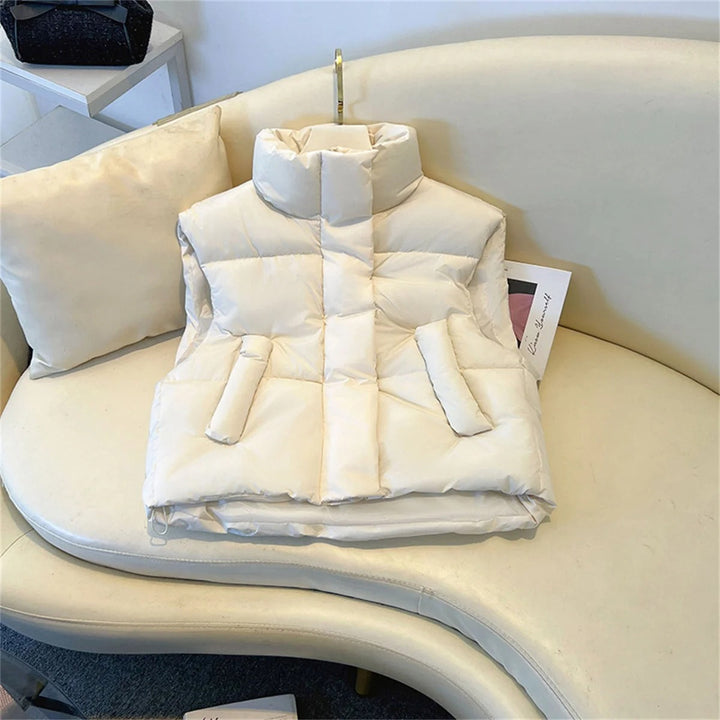 Carolin | Damen Winter Steppweste mit hohem Kragen