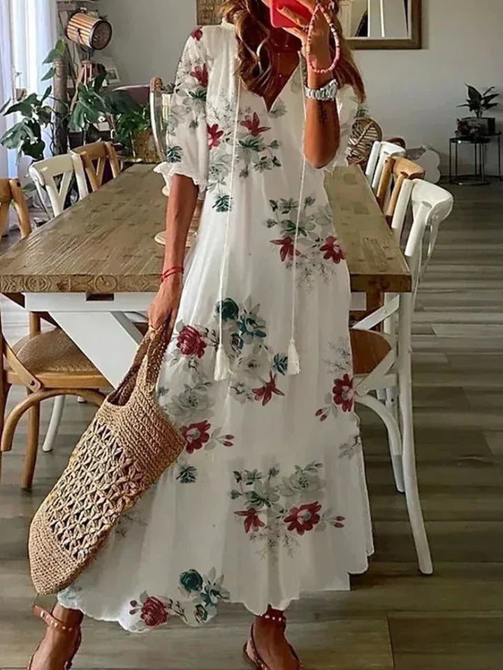 Birgitte | Stilfull V-Hals Sommerkjole