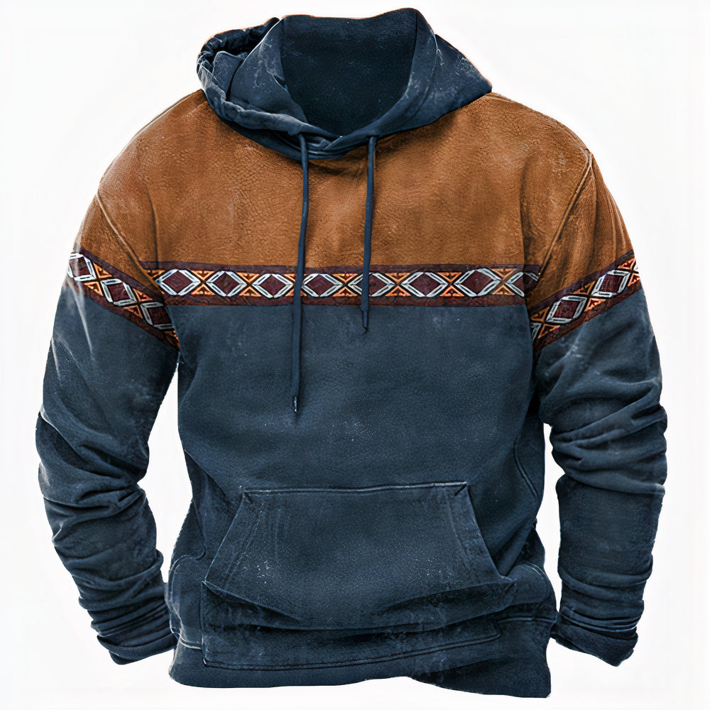 Heinrich | Herren Winter-Kapuzenpullover mit Tribal-Muster-Detail