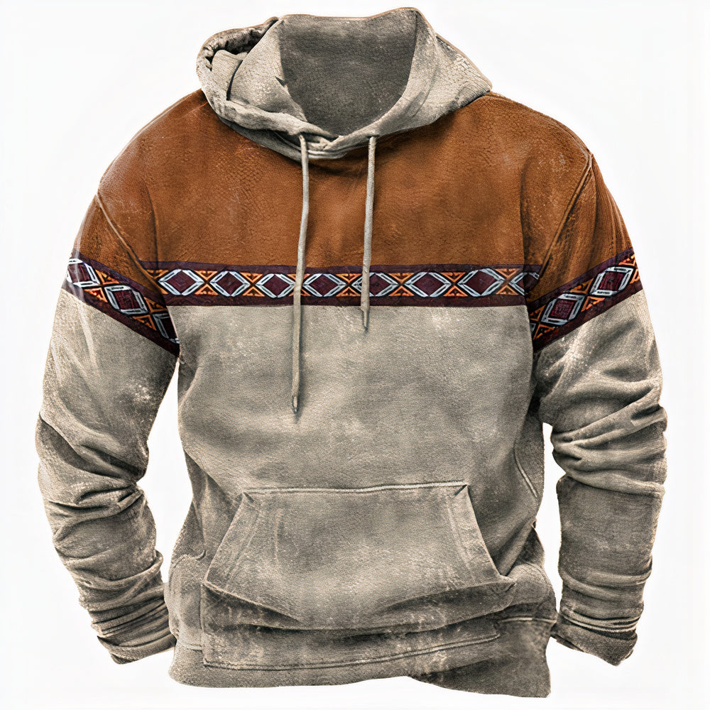 Heinrich | Herren Winter-Kapuzenpullover mit Tribal-Muster-Detail