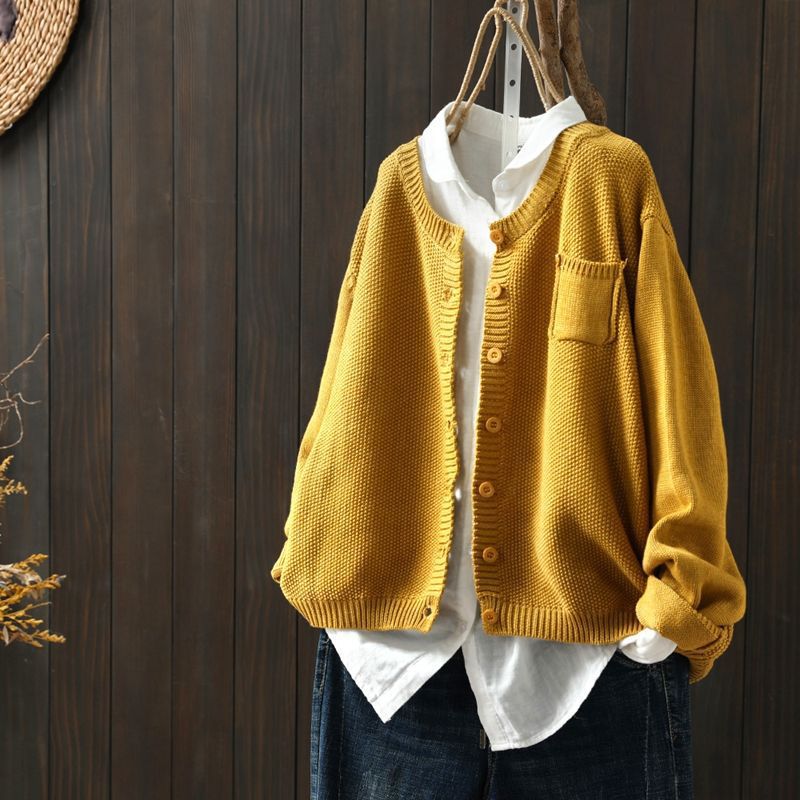 Kerstin | Damen Übergroße Strickjacke mit Knöpfen