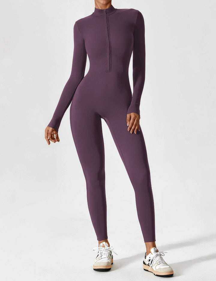 Carolin | Damen Frühlings Stretch Zip-Up Jumpsuit