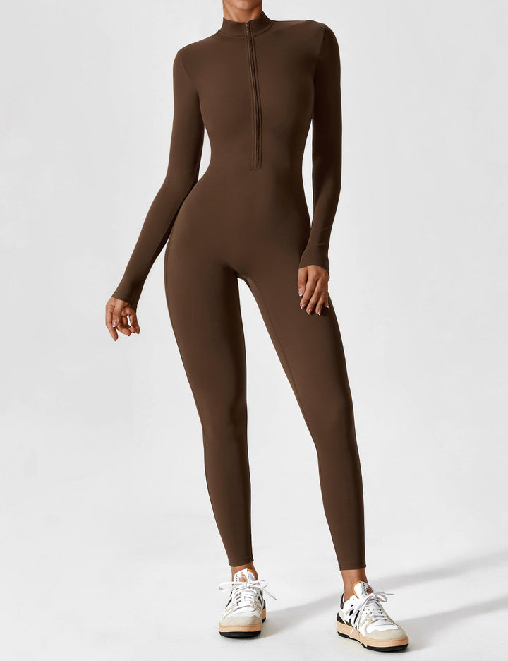 Carolin | Damen Frühlings Stretch Zip-Up Jumpsuit