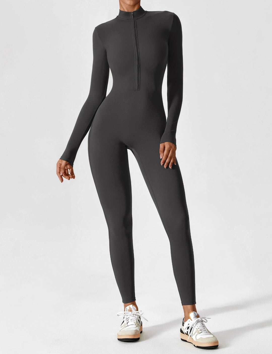 Carolin | Damen Frühlings Stretch Zip-Up Jumpsuit