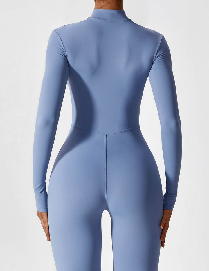 Carolin | Damen Frühlings Stretch Zip-Up Jumpsuit