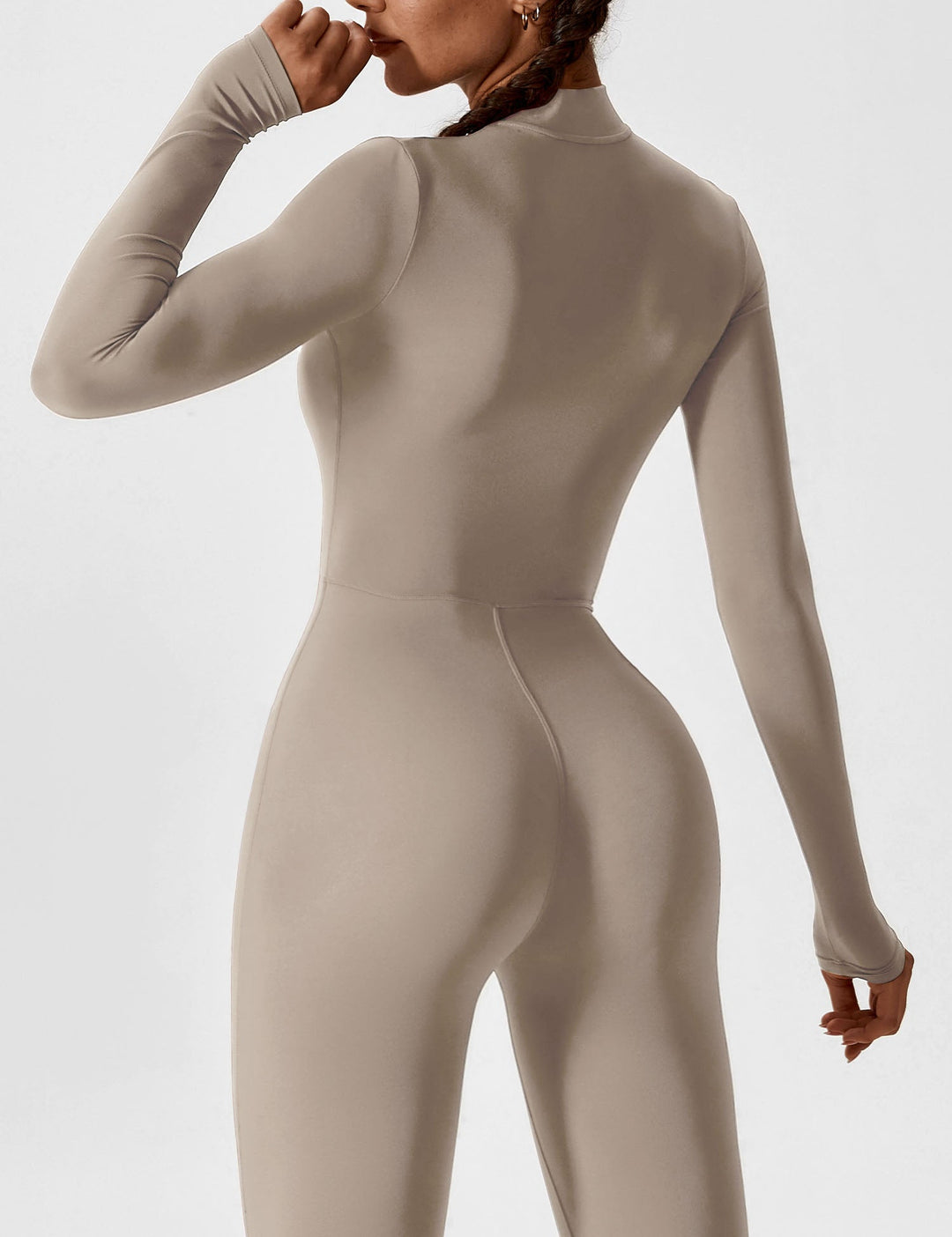 Carolin | Damen Frühlings Stretch Zip-Up Jumpsuit