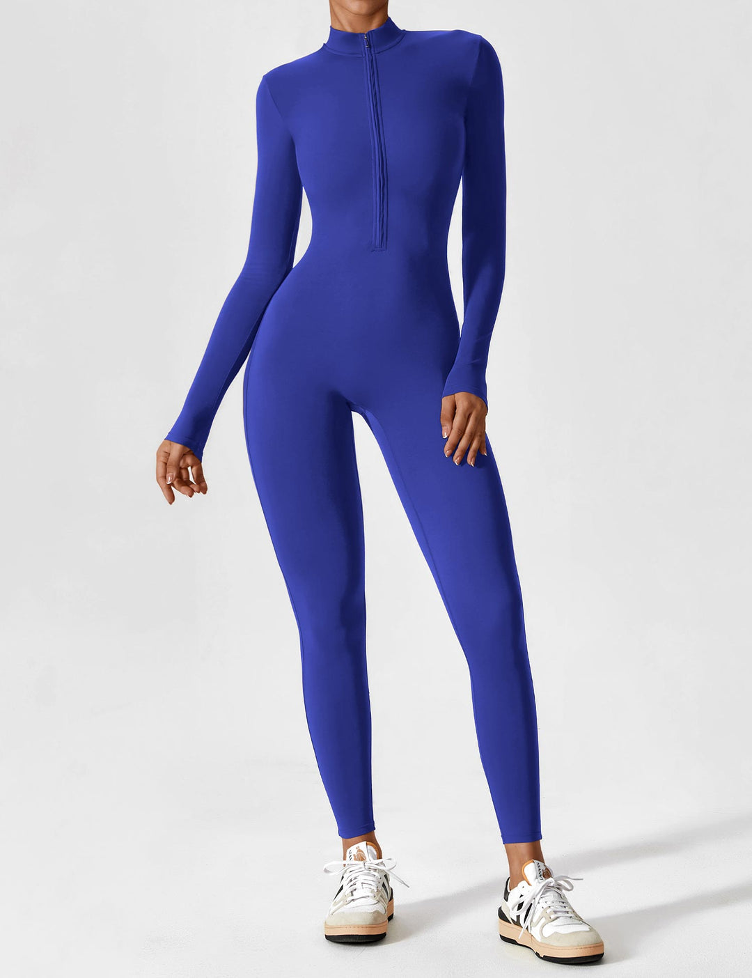 Carolin | Damen Frühlings Stretch Zip-Up Jumpsuit