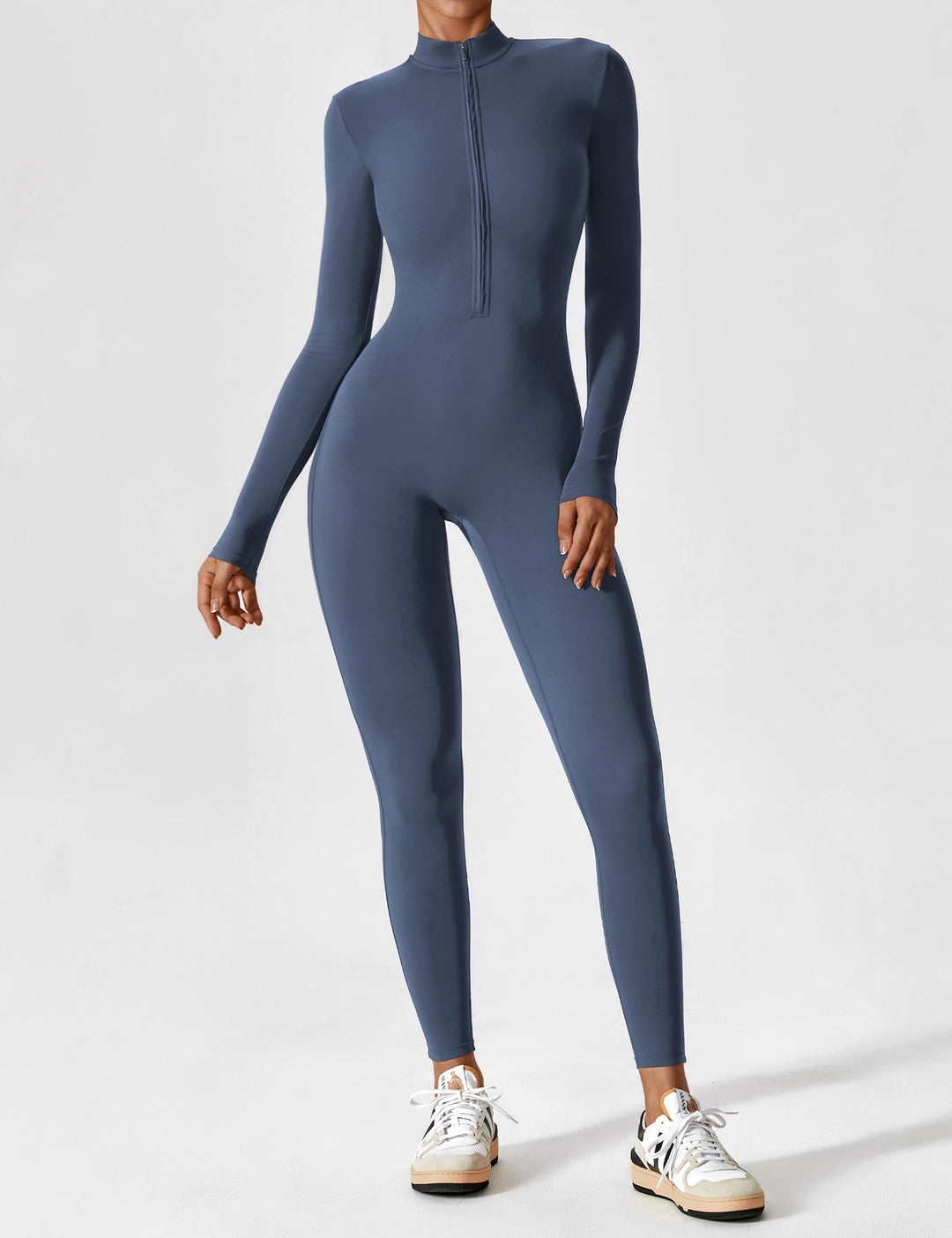 Carolin | Damen Frühlings Stretch Zip-Up Jumpsuit