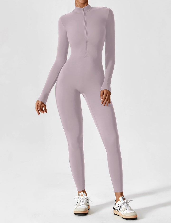 Carolin | Damen Frühlings Stretch Zip-Up Jumpsuit