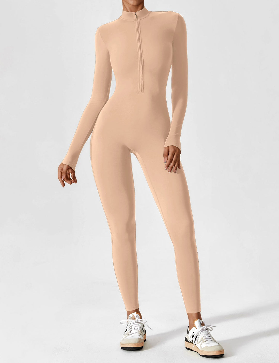 Carolin | Damen Frühlings Stretch Zip-Up Jumpsuit