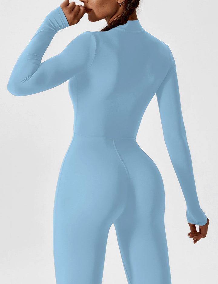 Carolin | Damen Frühlings Stretch Zip-Up Jumpsuit