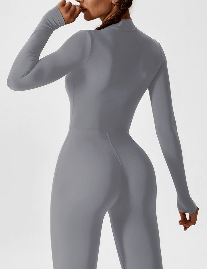 Carolin | Damen Frühlings Stretch Zip-Up Jumpsuit